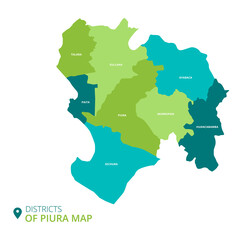 Obraz premium districts of piura map, peru