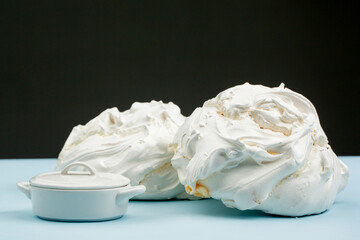 Meringue kiss dessert in studio