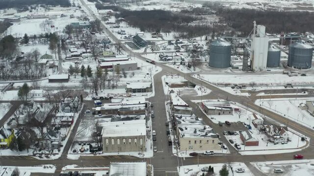 Small American style county town center and industrial district