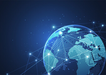 Global network connection. World map point and line composition concept of global business. Vector Illustration