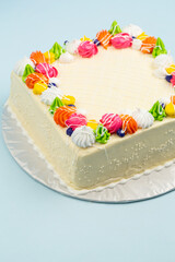 Birthday cake for child in studio