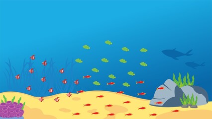 Naklejka na ściany i meble underwater world with fishes