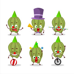 Cartoon character of new green hananero with various circus shows