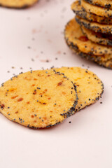 Butter cookies in studio on white background