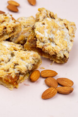 Almond butter cake and almonds nuts