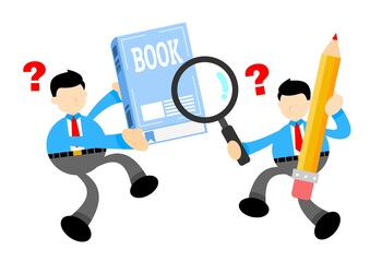 businessman worker and book education cartoon doodle flat design style vector illustration
