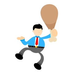 businessman worker and chicken drumstick snack cartoon doodle flat design style vector illustration