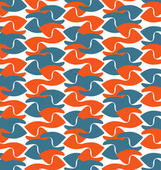 Random orange and blue shape seamless vector pattern
