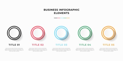 Presentation business infographic template with 5 options or steps. Modern infographic design template. Creative concept of five stages of business project