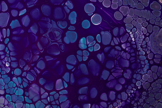 Abstract fluid or liquid art background blue and purple color. Cells pattern. - Powered by Adobe