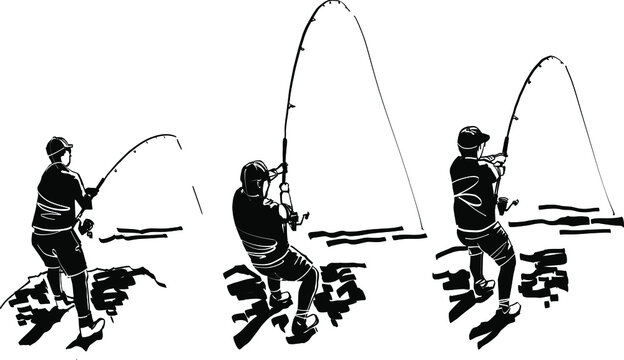 silhouette of a man fishing