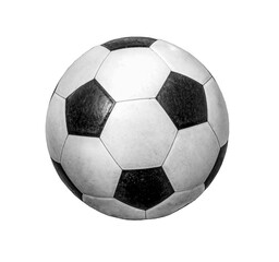 Obraz premium old leather soccer ball isolated on white background.