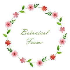 Flower frame illustration. Invitation and card templates (white background, vector, cut out)