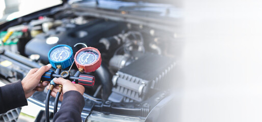 Car air conditioner check service, leak detection, fill refrigerant.Device and meter liquid cooling...