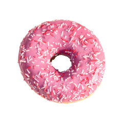 isolate of pink beautiful donut. donut close-up