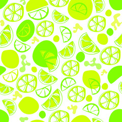 Cheerful seamless pattern on the theme of citrus fruits