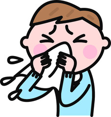 花粉症で鼻水がでる男の子