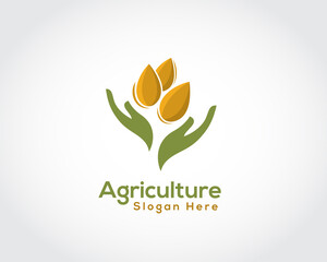 agriculture wheat hand care logo symbol design illustration inspiration