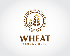 retro vintage circle wheat logo symbol design illustration inspiration