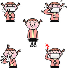 花粉症女の子色々ポーズセット