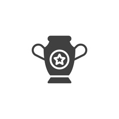 Champion trophy cup vector icon. Winner cup with star filled flat sign for mobile concept and web design. Victory reward glyph icon. Symbol, logo illustration. Vector graphics
