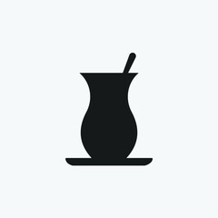 Tea cup vector icon for graphic and web design on gray background