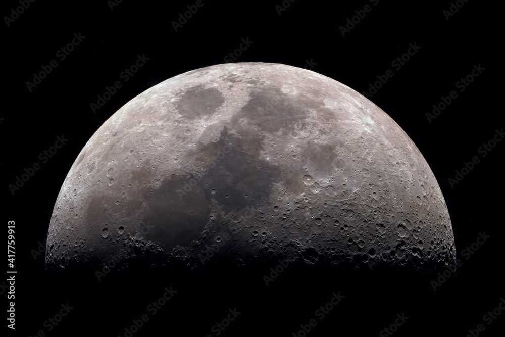Wall mural moon, view through a telescope. the moon with craters. real photos of space objects through a telesc