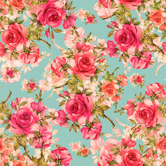 Seamless pattern of beautiful red roses