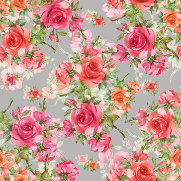 Seamless pattern of beautiful red roses