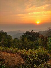 sunset over the mountains