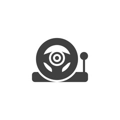Gaming steering wheel vector icon. filled flat sign for mobile concept and web design. Steering wheel game controller glyph icon. Symbol, logo illustration. Vector graphics © alekseyvanin