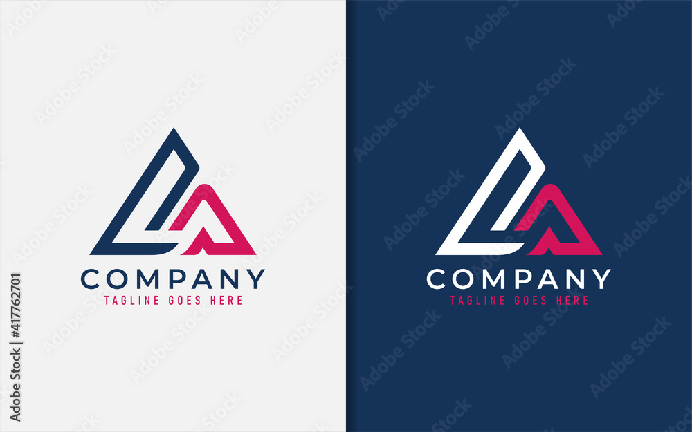 Aufkleber abstract initial letter a with two tones color concept logo design. modern triangle symbol logo conc
