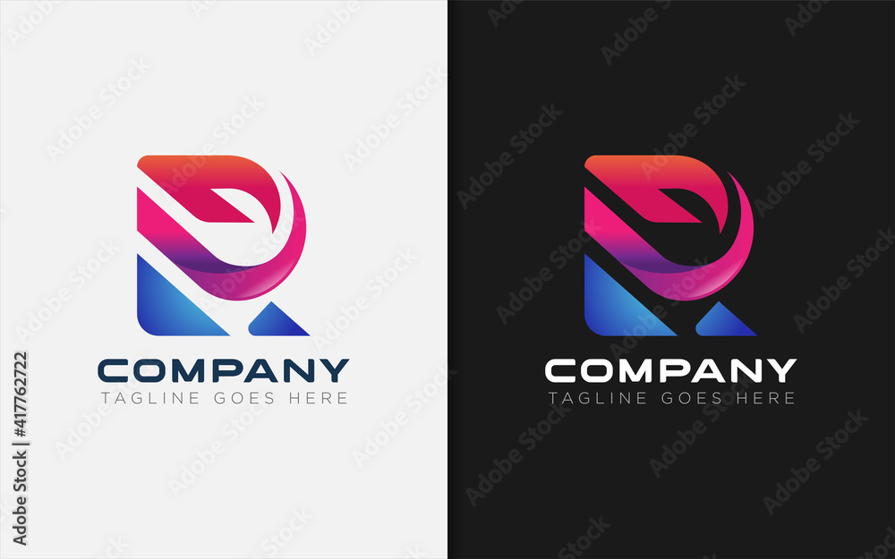 Aufkleber abstract initial letter r with modern colorful concept logo design. usable for business brand and co