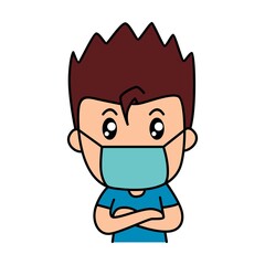 Medical mask boy sticker character design