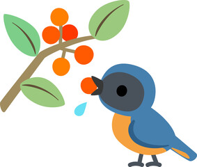 木の実を食べる小鳥