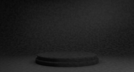 Empty black podium for display product. 3D rendering.