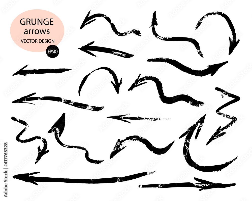 Aufkleber a set of vector arrows in the doodle style with brushes.the arrow icon.vector arrow icon.