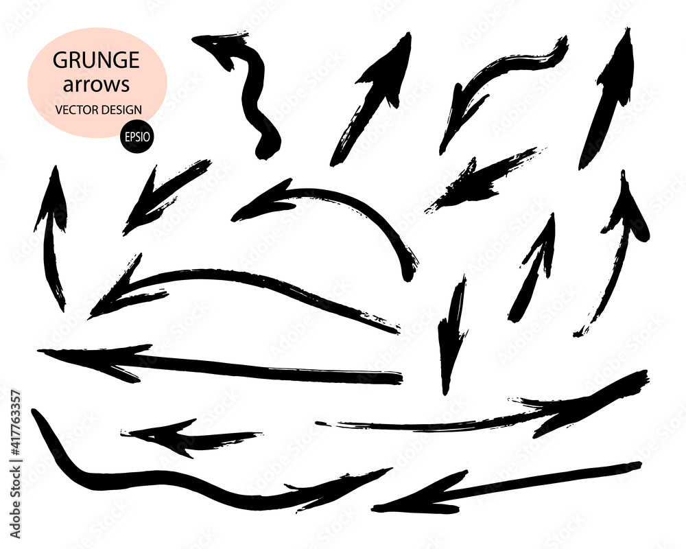 Aufkleber manually isolated arrows set on a white background.a drawn paint object to use in your design.