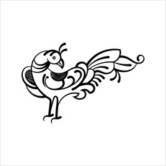 Calligraphic Style Bird, Artistic Bird Art