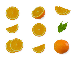 orange. oranges on a white background. orange cut