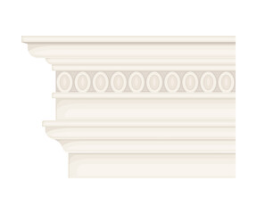 Antique Stone Column or Pillar Element with Ancient Ornament Vector Illustration