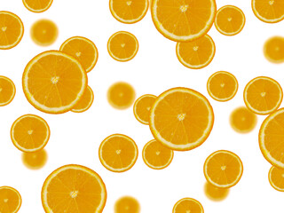 oranges. flying oranges on a white background. many oranges. flat view. banner with oranges.