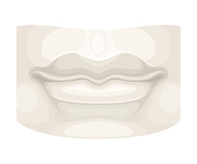 Antique Sculpture or Statue Part with Lips Closeup View Vector Illustration