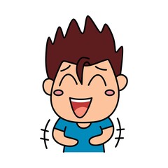 Laughing boy sticker character design