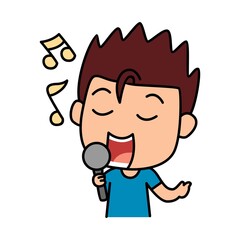 Singing boy sticker character design