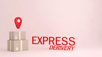 3D Online express delivery service concept, fast response delivery by scooter, courier Pickup, Delivery, Online Shipping Services. 3d Rendering.	
