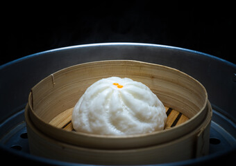 Chinese steamed meat bun in a hot oven is ready to serve and eat.