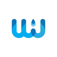 3D WJ letter with water drop logo design vector