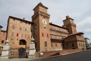 Este Castle (Castello Estense) from 14th century is famous landmark in Ferrara city centre, Italy