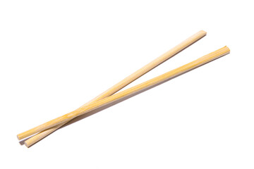 Wooden chopsticks isolated on white background